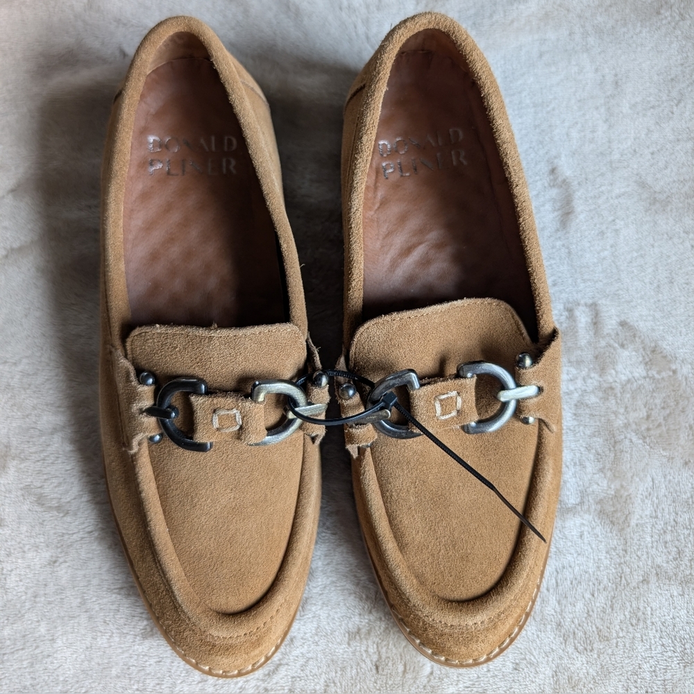 Donald J. Pliner Men's Suede Loafers in Tan with Metal Bit Size 5